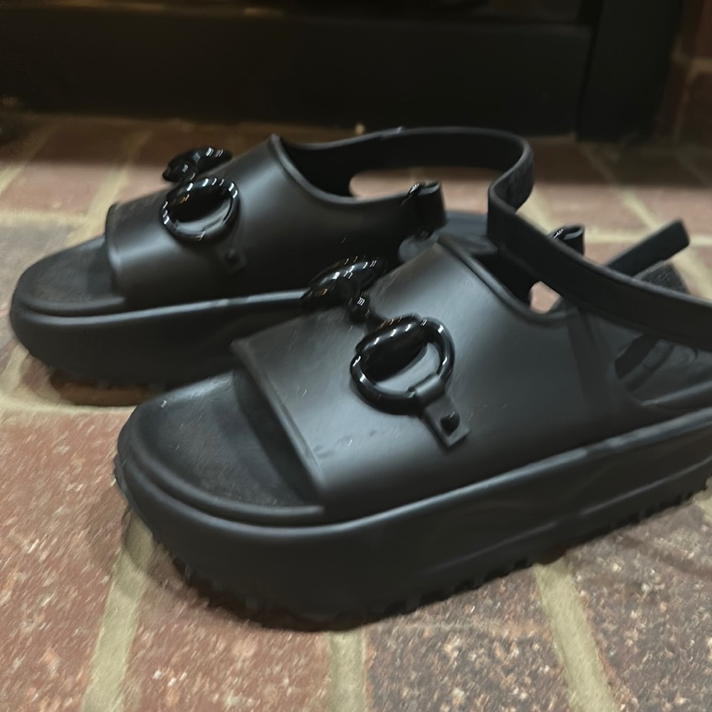 GUCCI women's horsebit flatform sandal in black